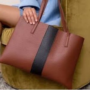 VINCE CAMUTO Vegan Leather Luck Tote in Brown/Black